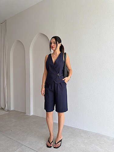 PİAKOS Keten Tulum 4046 - Lacivert - Mooi Butik