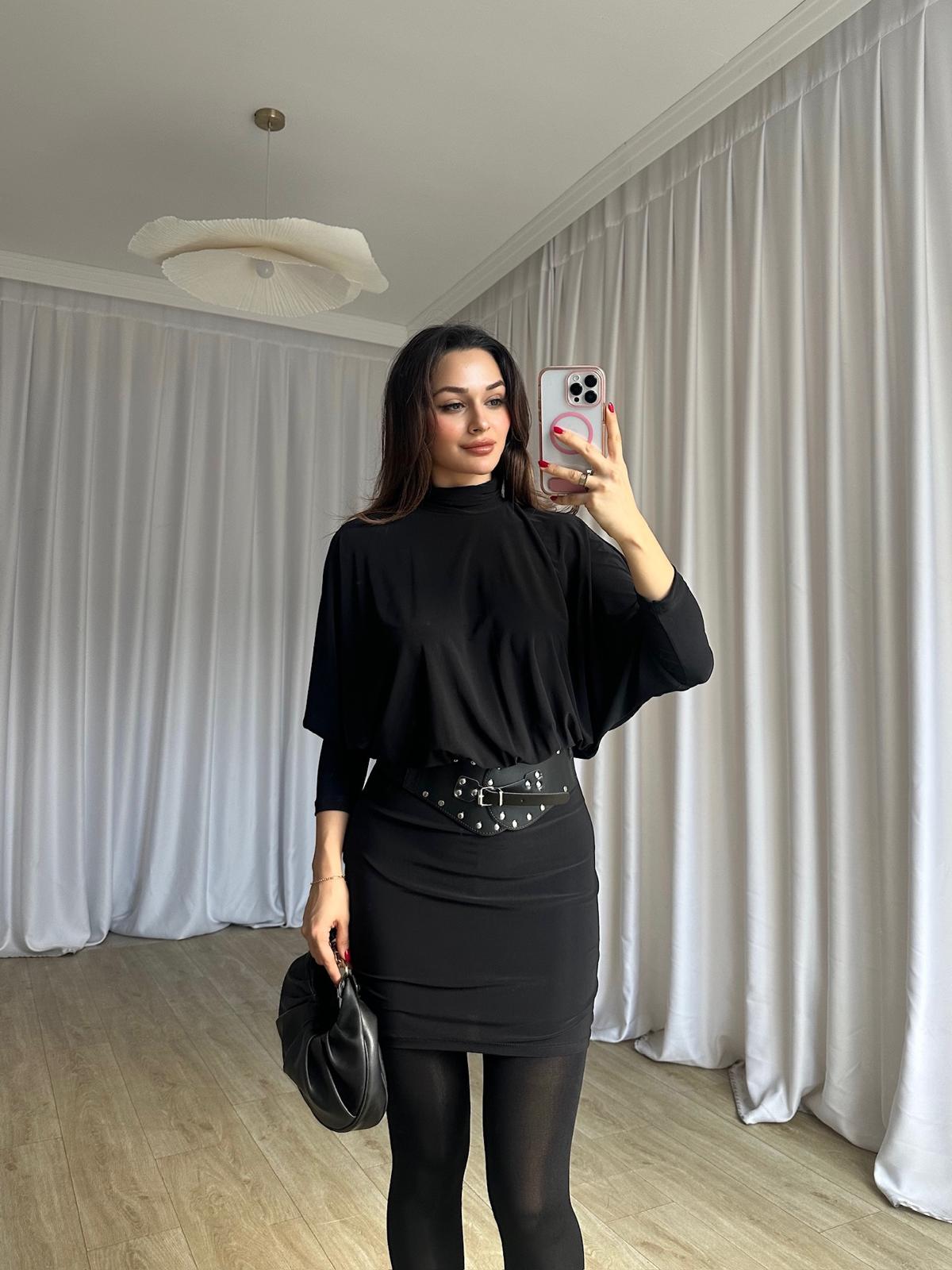 PİXİE Kemerli Mini Elbise 4725 - Siyah