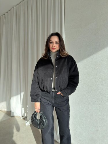 PODDY Bomber Ceket 0488 - Siyah - Mooi Butik