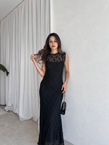 POİSON Maxi Elbise 8482 - Siyah - Mooi