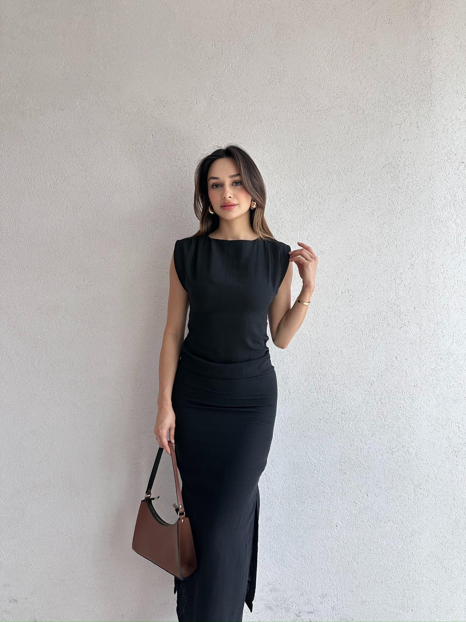 POLLACK Midi Elbise 3469 - Siyah