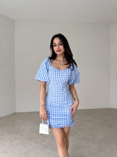 Pötikareli Mini ROCCO Elbise 3912 - Mavi - 1