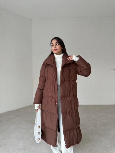 Premium Dolgulu LUCİANA Mont 8348 - Acı Kahve - Mooi Butik