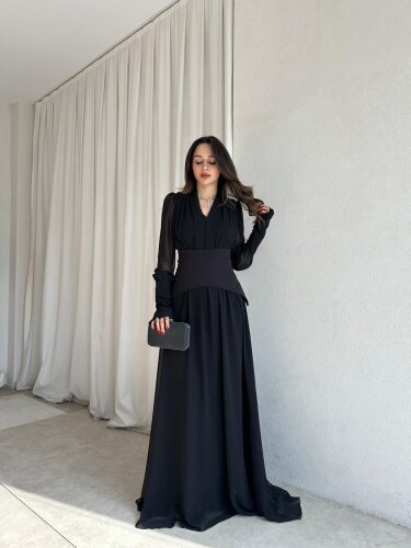 PUBLİC Maxi Elbise 9512 - Siyah - Mooi Butik