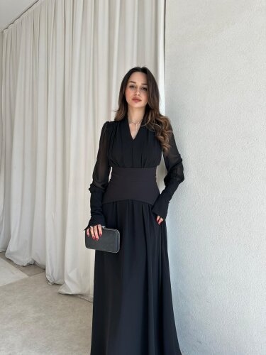 PUBLİC Maxi Elbise 9512 - Siyah - Mooi Butik