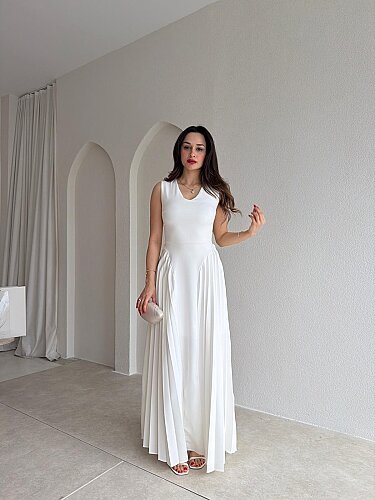 PUFFY Maxi Elbise 5468 - Beyaz - Mooi Butik