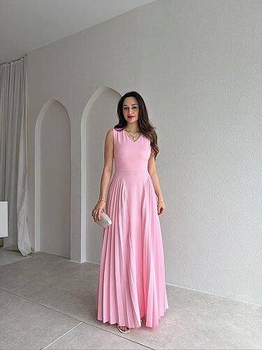PUFFY Maxi Elbise 5468 - Pembe - Mooi Butik