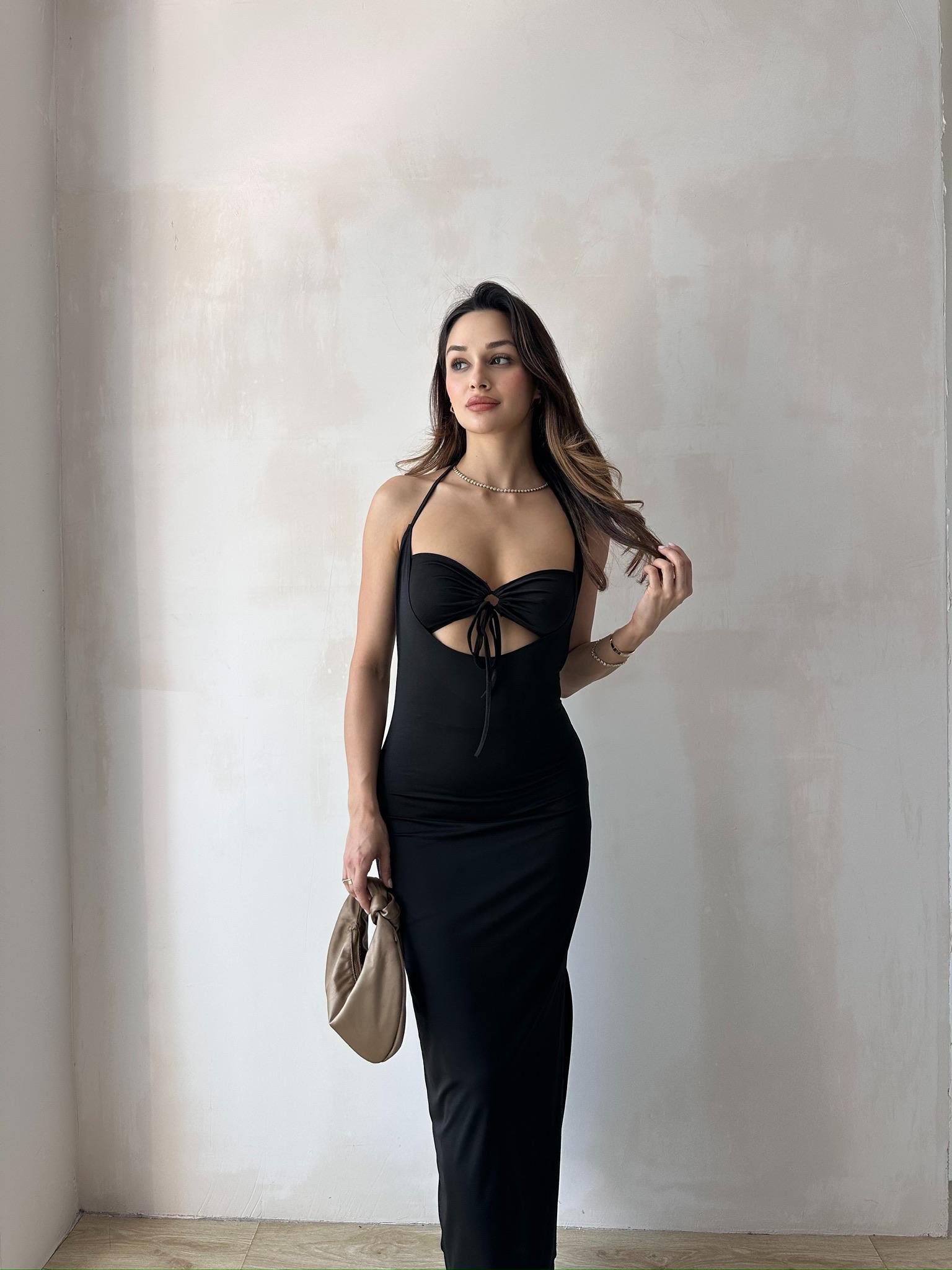 RAFAEL Maxi Elbise 9887 - Siyah