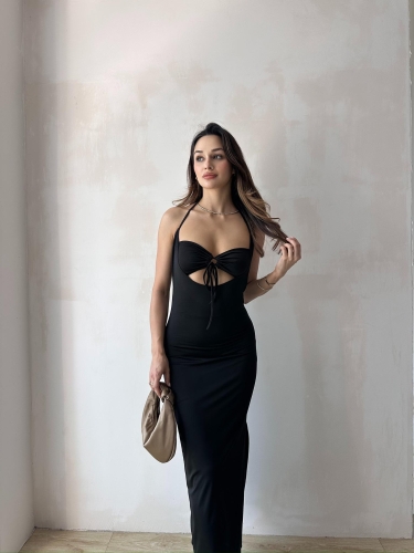 RAFAEL Maxi Elbise 9887 - Siyah - Mooi Butik