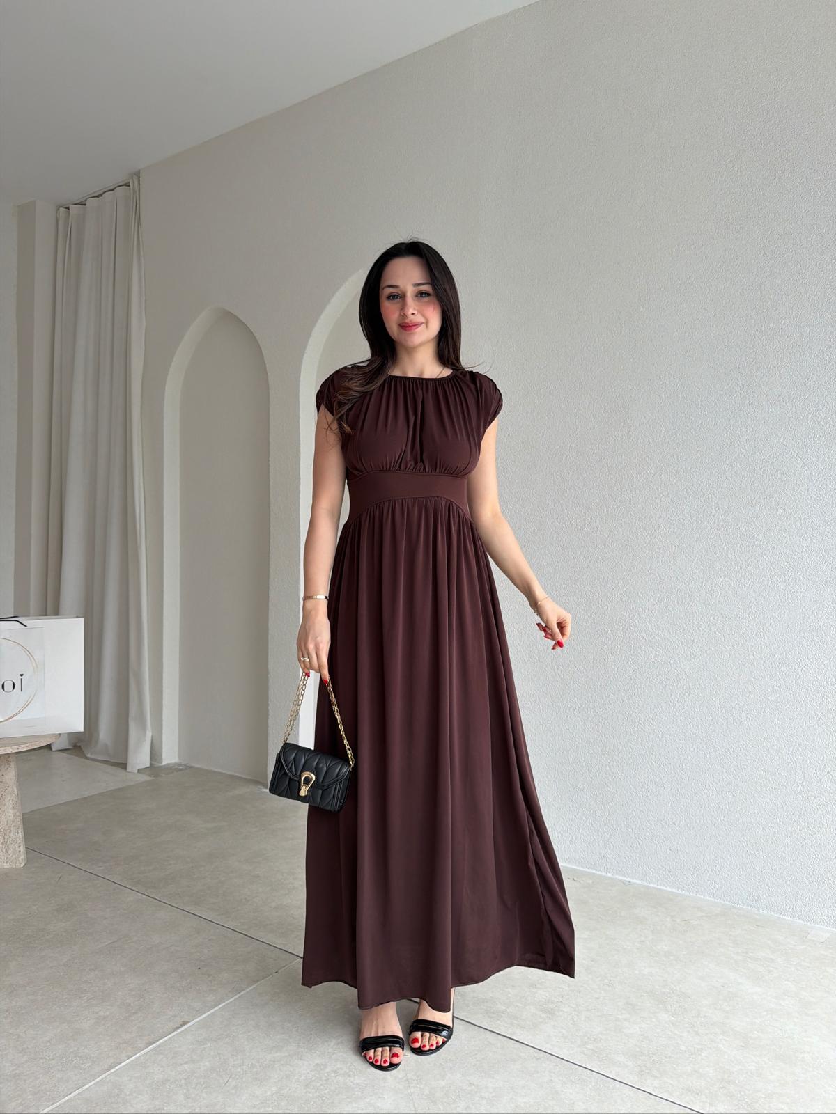 RALF Maxi Elbise 3445 - Acı Kahve