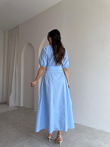 RALLY Midi Elbise 8908 - Bebe Mavi MİDİ ELBİSELER Mooi Butik
