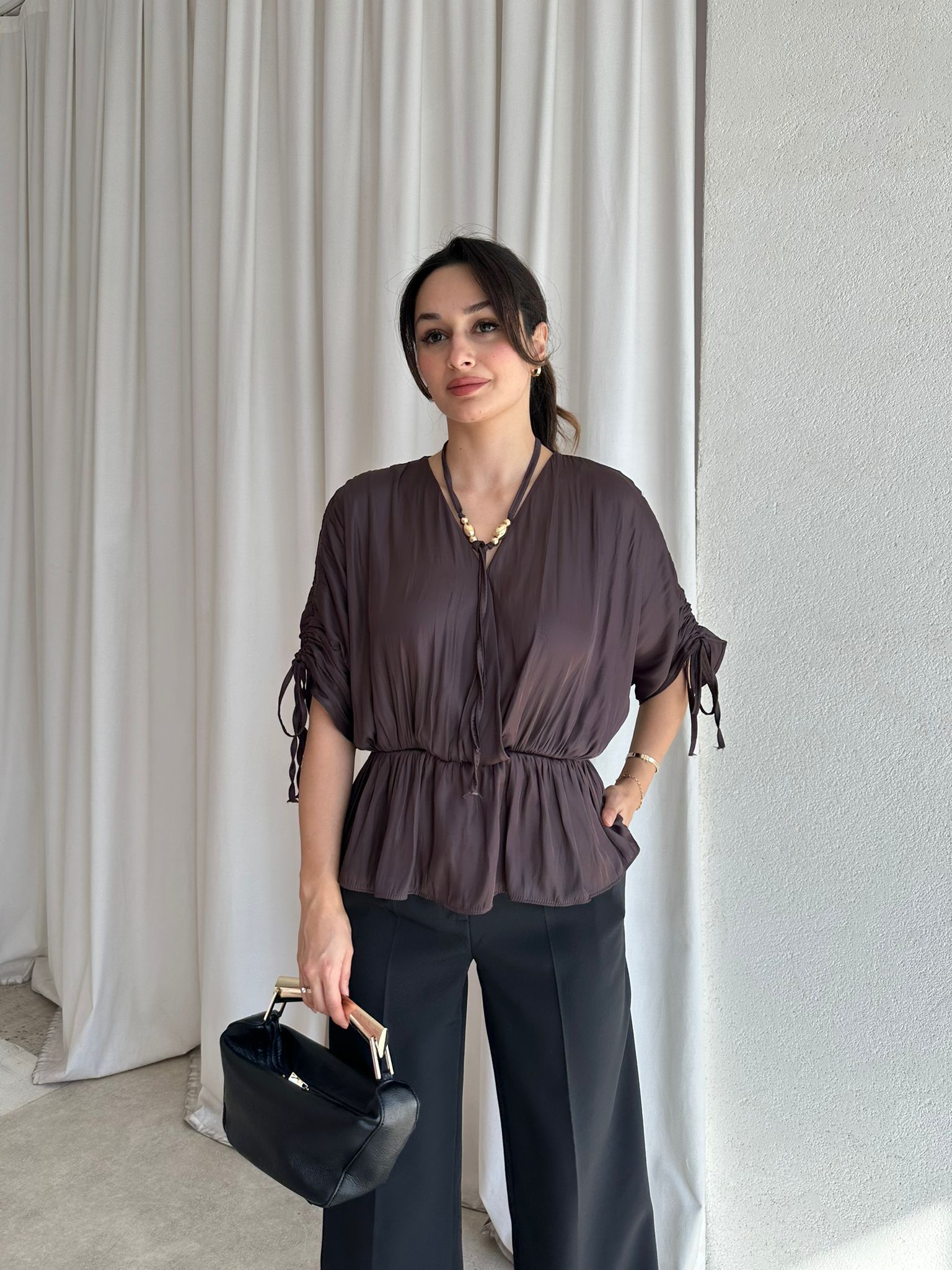 RALYA Bluz 8448 - Acı Kahve