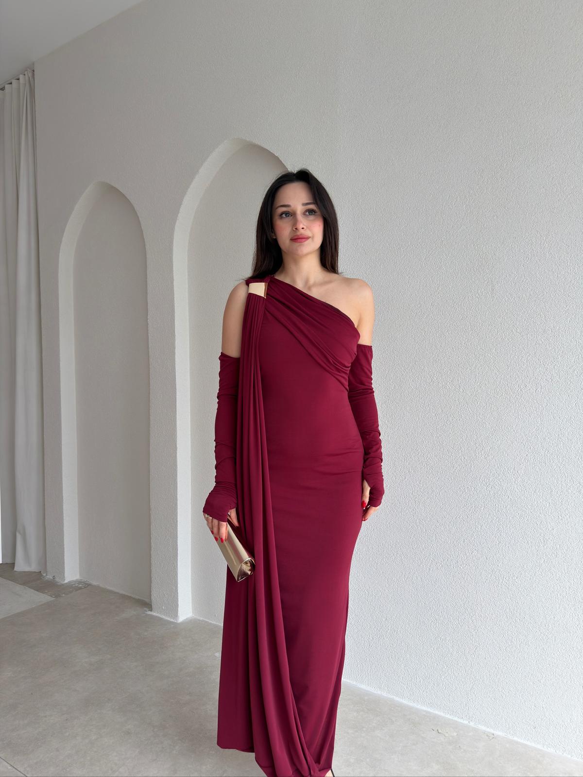 RAMSEY Midi Elbise 3489 - Bordo