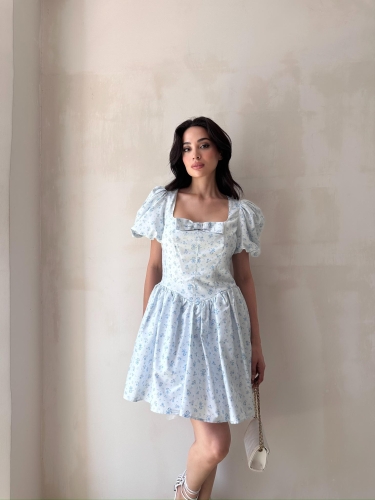 RAYS Mini Elbise 5104 - Mavi - Mooi Butik