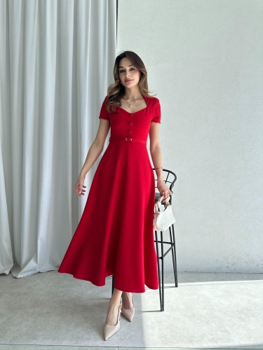 RAZİANA Midi Elbise 3674 - Kırmızı - 2