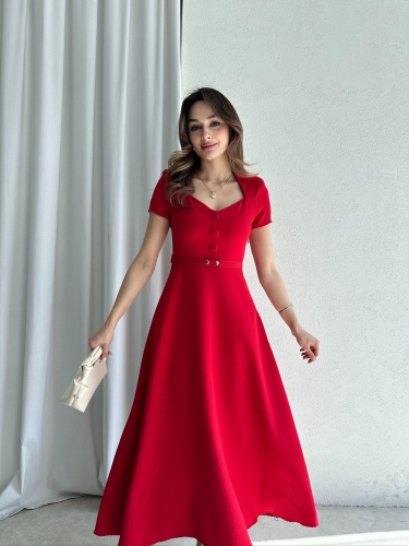 RAZİANA Midi Elbise 3674 - Kırmızı - 1