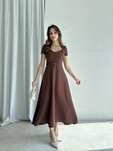 RAZİANA Midi Elbise 3674 - Acı kahve - 3
