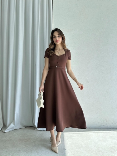 RAZİANA Midi Elbise 3674 - Acı kahve - 4