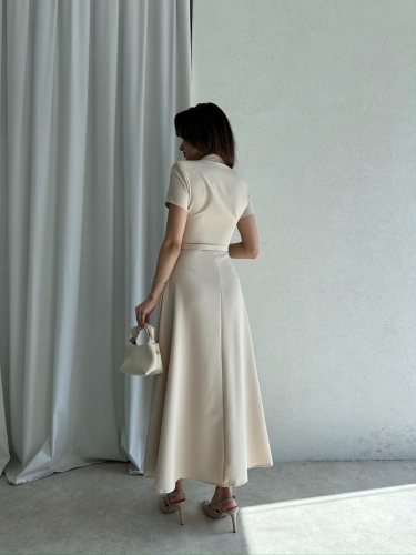 RAZİANA Midi Elbise 3674 - Krem - 5