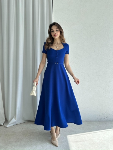 RAZİANA Midi Elbise 3674 - Saks Mavisi - 2