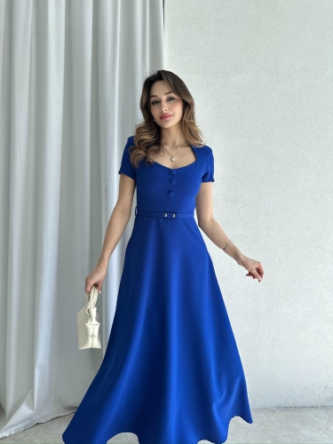 RAZİANA Midi Elbise 3674 - Saks Mavisi - 3