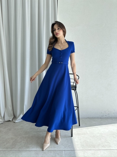 RAZİANA Midi Elbise 3674 - Saks Mavisi - 4