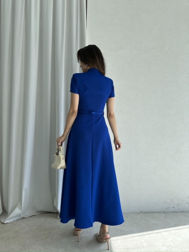 RAZİANA Midi Elbise 3674 - Saks Mavisi - 5