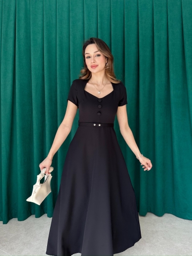 RAZİANA Midi Elbise 3674 - Siyah 
