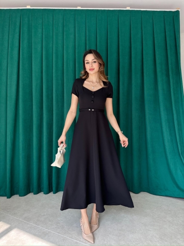 RAZİANA Midi Elbise 3674 - Siyah - 3