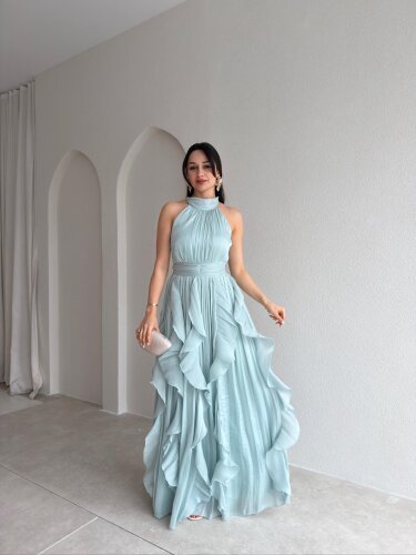 REBECA Halter Yaka Maxi Elbise 3772 - Mint - Mooi Butik
