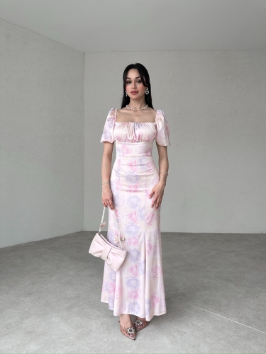REBUEN Maxi Elbise 3322 - Pudra - 2