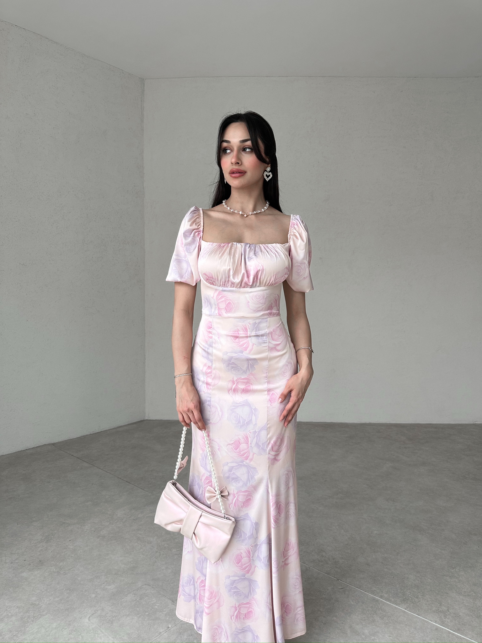REBUEN Maxi Elbise 3322 - Pudra - 3