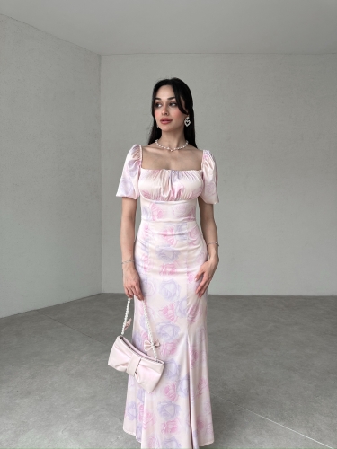 REBUEN Maxi Elbise 3322 - Pudra - 3