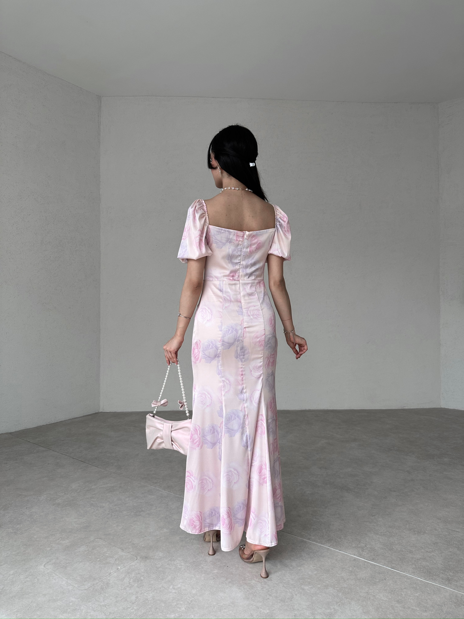 REBUEN Maxi Elbise 3322 - Pudra - 4