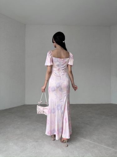 REBUEN Maxi Elbise 3322 - Pudra - 4