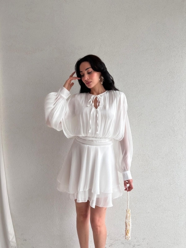 REOSA Mini Elbise 5463 - Beyaz - Mooi Butik