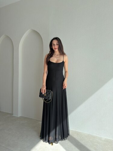 RİCHARD Maxi Elbise 9020 - Siyah - Mooi Butik
