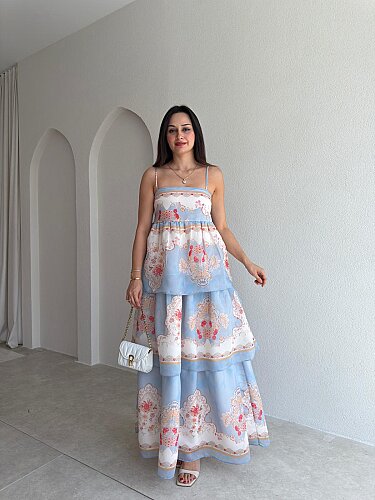 RİCKY Maxi Elbise 2564 - Mavi - Mooi Butik