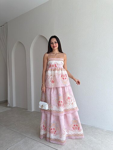 RİCKY Maxi Elbise 2564 - Pudra - Mooi Butik