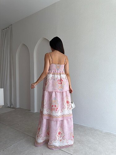 RİCKY Maxi Elbise 2564 - Pudra - 3