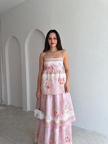 RİCKY Maxi Elbise 2564 - Pudra - 2