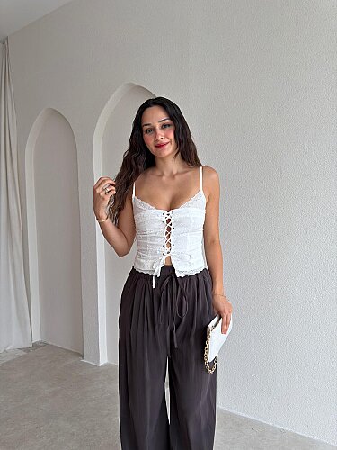 RİPA Dantel Detaylı Bluz 3736 - Beyaz - Mooi Butik