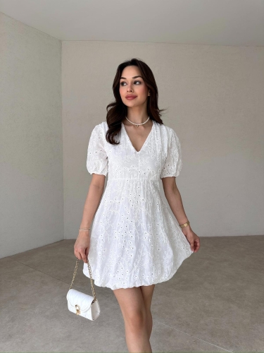 RİVERA Mini Elbise 4899 - Beyaz - 1