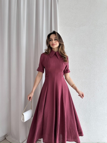 RİXOS Midi Elbise 4547 - Bordo - Mooi Butik