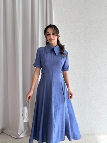 RİXOS Midi Elbise 4547 - Mavi - Mooi Butik