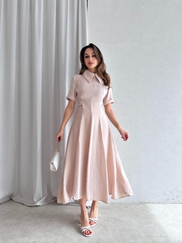 RİXOS Midi Elbise 4547 - Krem - Mooi Butik