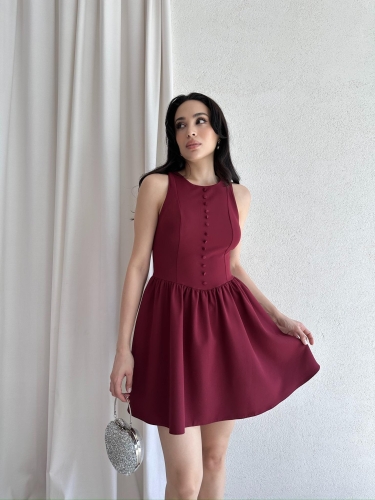 ROCH Mini Elbise 5754 - Bordo - Mooi Butik