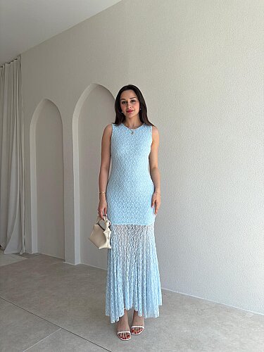 RODRİ Midi Elbise 1254 - Bebe Mavisi - Mooi Butik