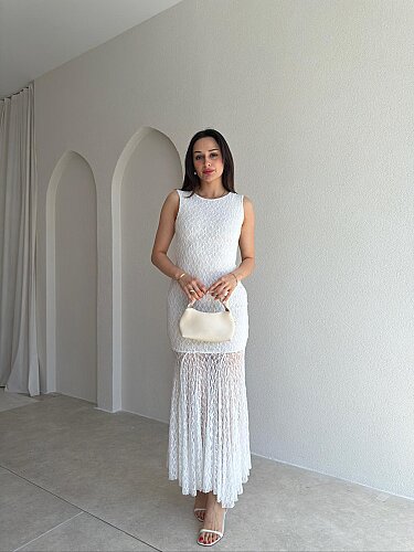 RODRİ Midi Elbise 1254 - Beyaz - Mooi Butik