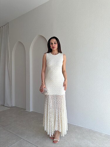 RODRİ Midi Elbise 1254 - Krem Rengi - Mooi Butik